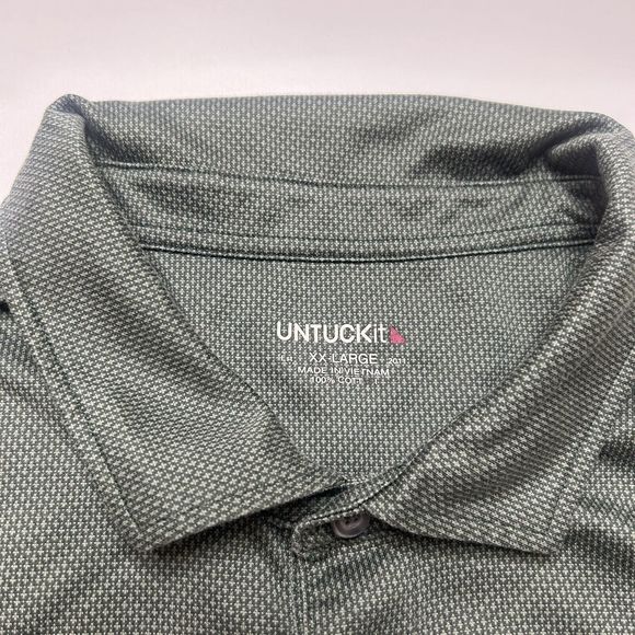 Untuckit 2XL Men’s 3/4 Button Pullover Longseelve Green Casual Cotton Golf Geo - Picture 2 of 8